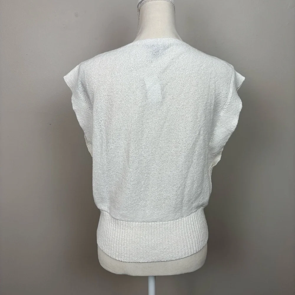 Ann Taylor Factory Top Womens Med White Breathable Lightweight Blouse Sweater - Picture 6 of 11